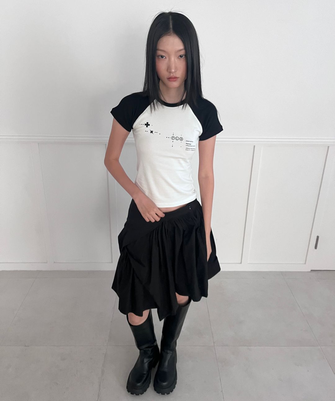 MUSINSA | FLAREUP Muta Waffle Raglan T-Shirt (FL-154_Black)