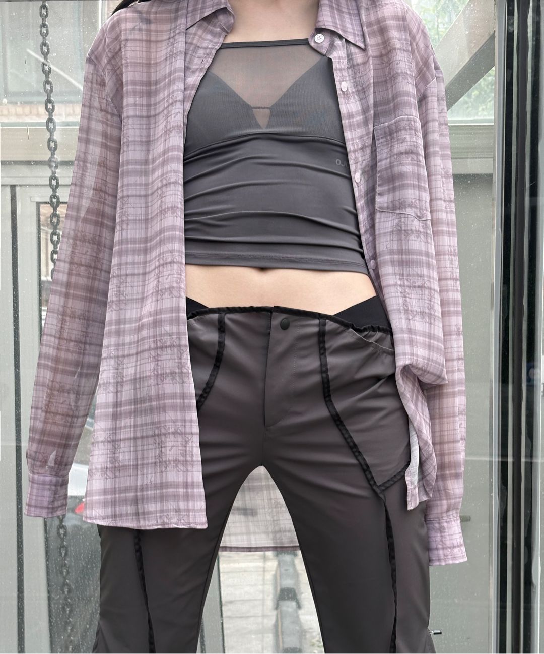 【OJOS】24SS★ Strap Trimming Capri Pants MUSINSA | OJOS Strap Trimming Capri Pants / Charcoal