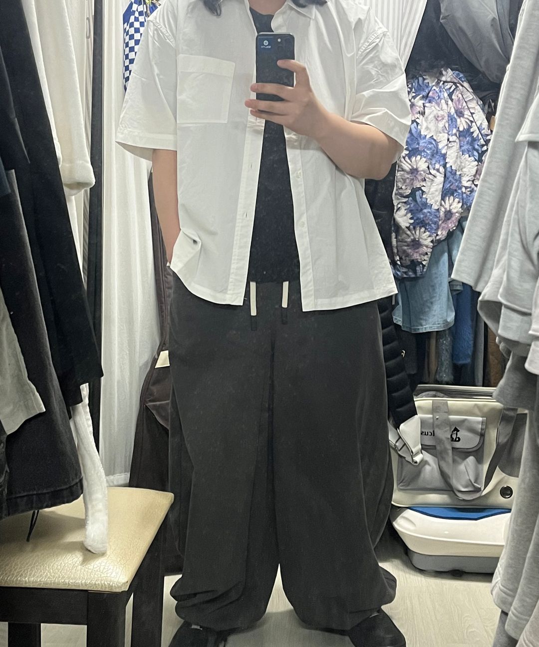 [SIGNATURE] Oxford cropped half shirt /追跡付 MUSINSA | SIGNATURE Oxford crop half shirt [blue]