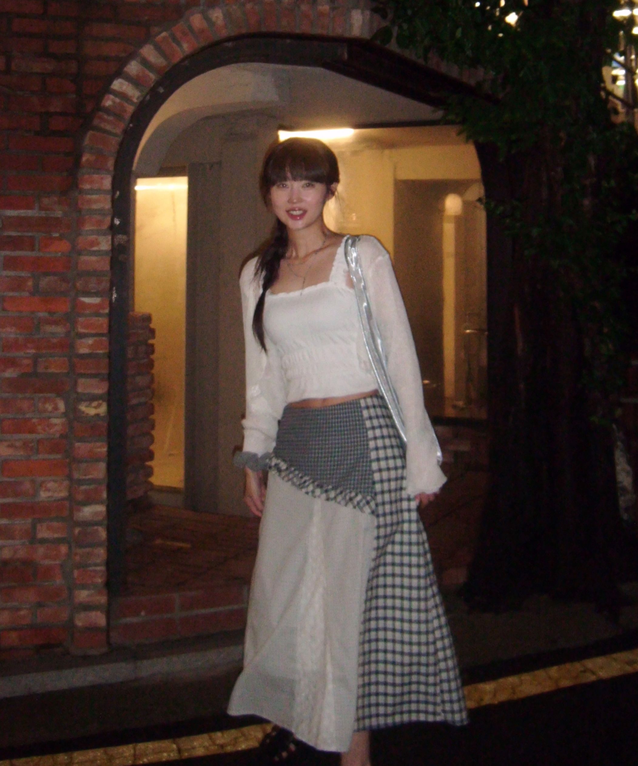 MUSINSA公式 | SUNBURNPROJECT Mixed Check Long Skirt, NAVY