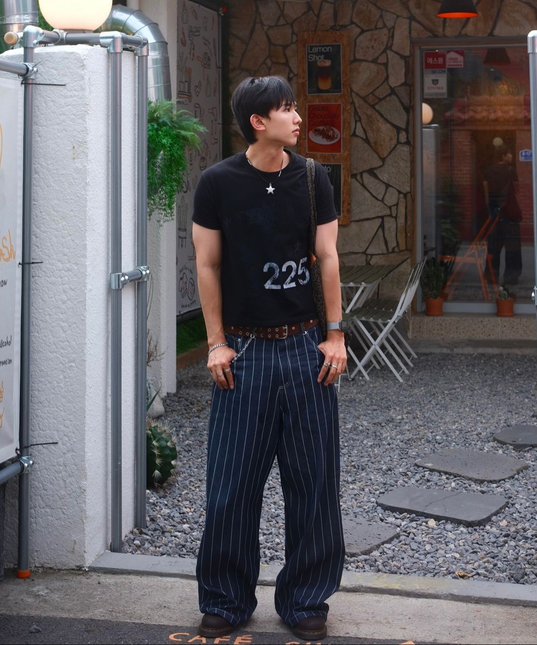 ★AAKAM★ Cinch Back Denim Pants MUSINSA | AAKAM Striped Cinch Back Denim Pants (Blue)
