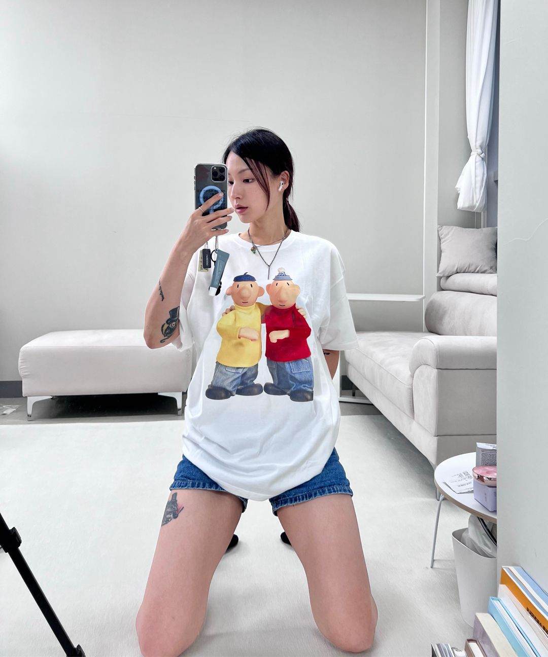 MUSINSA | LAUGHER [PAT&MAT] Best Friend T-shirt - White