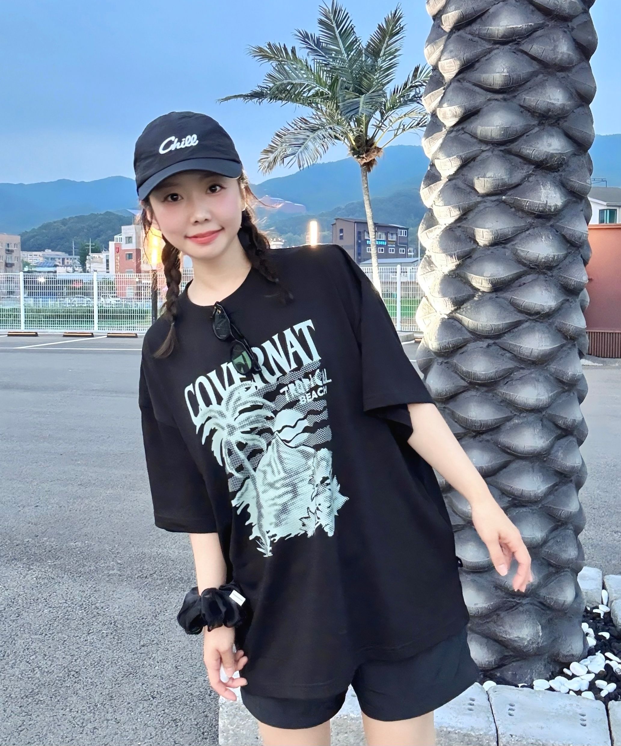 Tシャツ・カットソー COVERNAT Cool Cotton Doodle Tropical Graphic T-Shirt Heather MUSINSA | COVERNAT Cool Cotton Sunset Tropical Graphic T