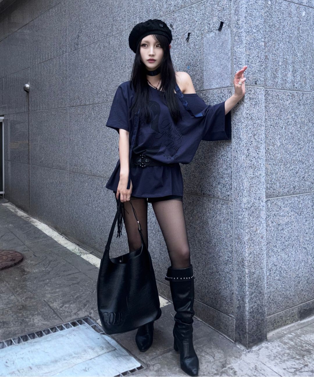 MUSINSA | NICK&NICOLE NICOLE LEATHER BUCKLE BUCKET BAG_BLACK