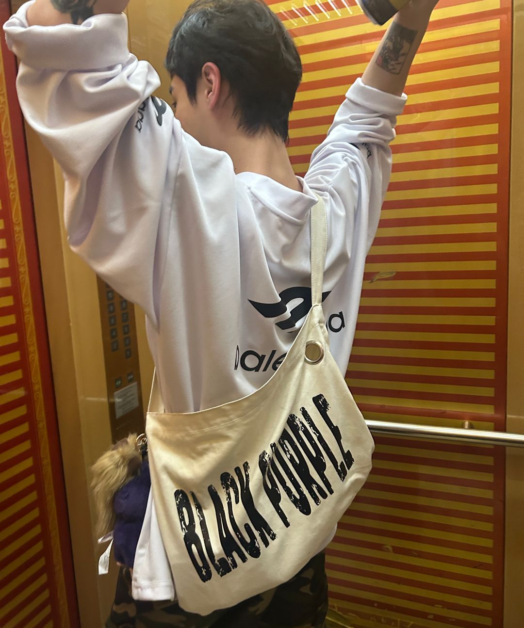 【BLACKPURPLE】25SS★ Mini Canvas Printed Eco Bag MUSINSA | BLACK PURPLE Mini Canvas Printed Eco Bag_8 colors