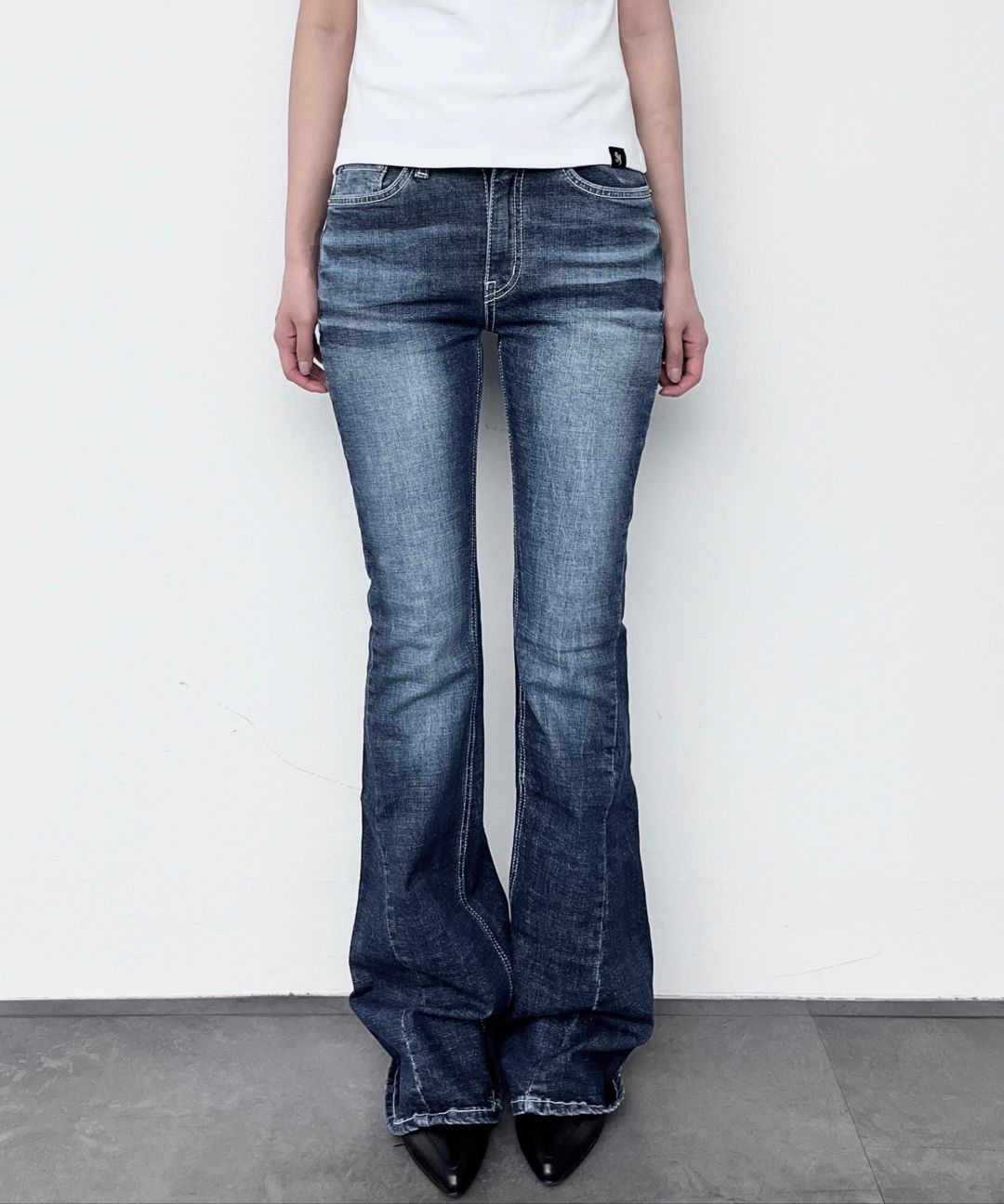 MUSINSA | SYNERJYN CAT WASHING DENIM PANTS DEEP BLUE