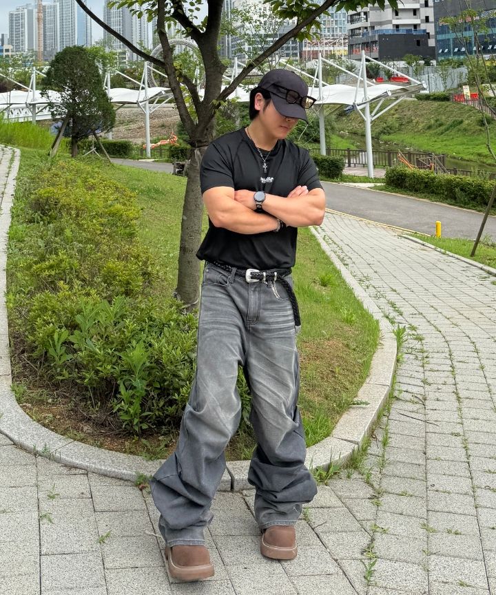 ★DNSR★ Overlap Oxford Pants Black Designer fashion, Seoul-fully created | W Concept