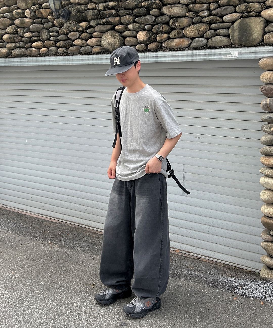 【DISCERNMENT】Stan Cat Balloon Denim Pants Cat Washing Denim Balloon Pants - Blue - ANGLAN