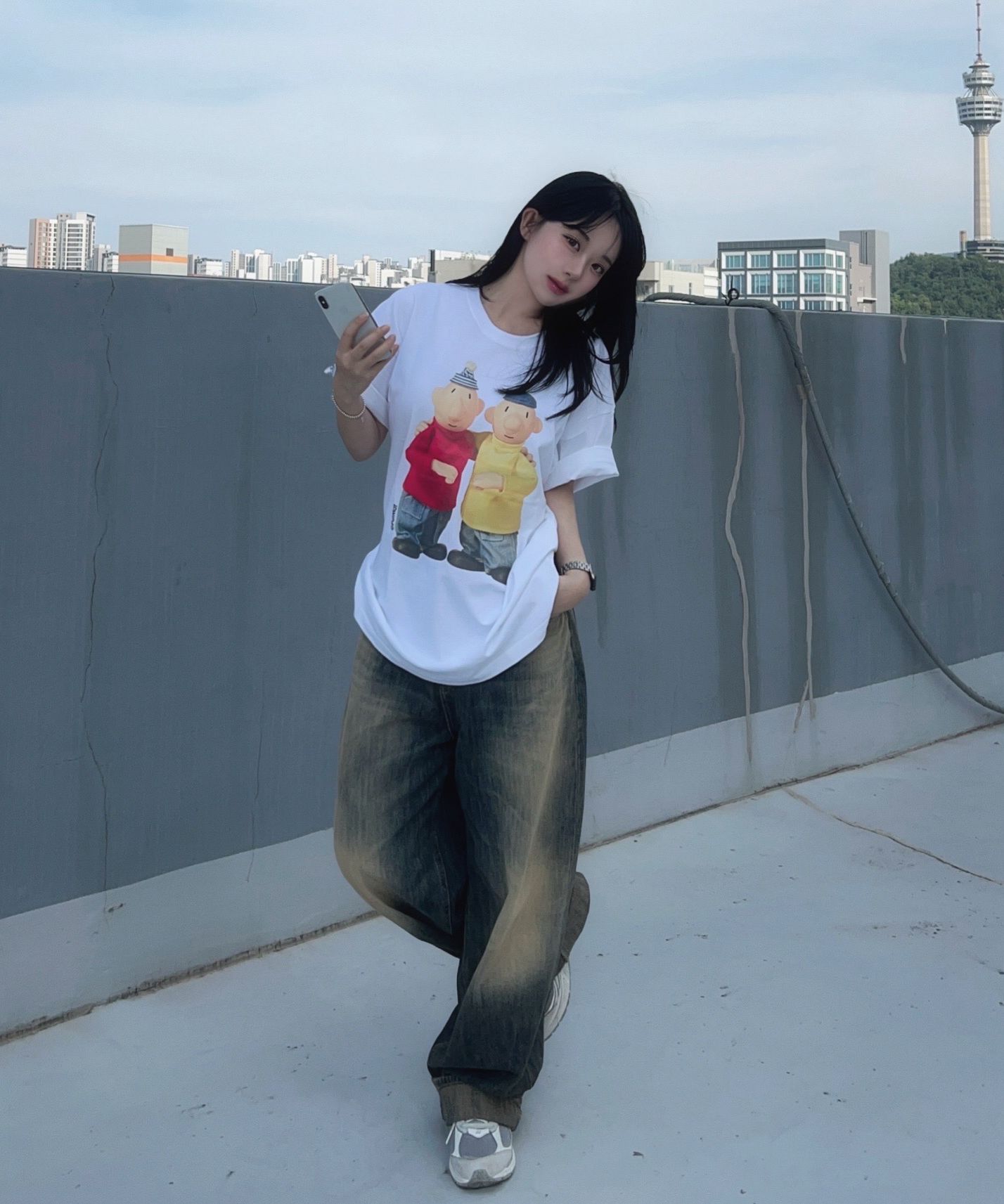 Tシャツ・カットソー LAUGHER PATMAT Best Friend T-Shirt White PM8 MUSINSA | LAUGHER [PAT&MAT] Best Friend T-shirt - White