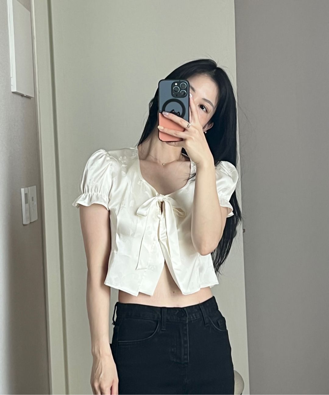 오버듀플레어(OVERDUEFLAIR) JACQUARD CROP BLOUSE - 사이즈 & 후기