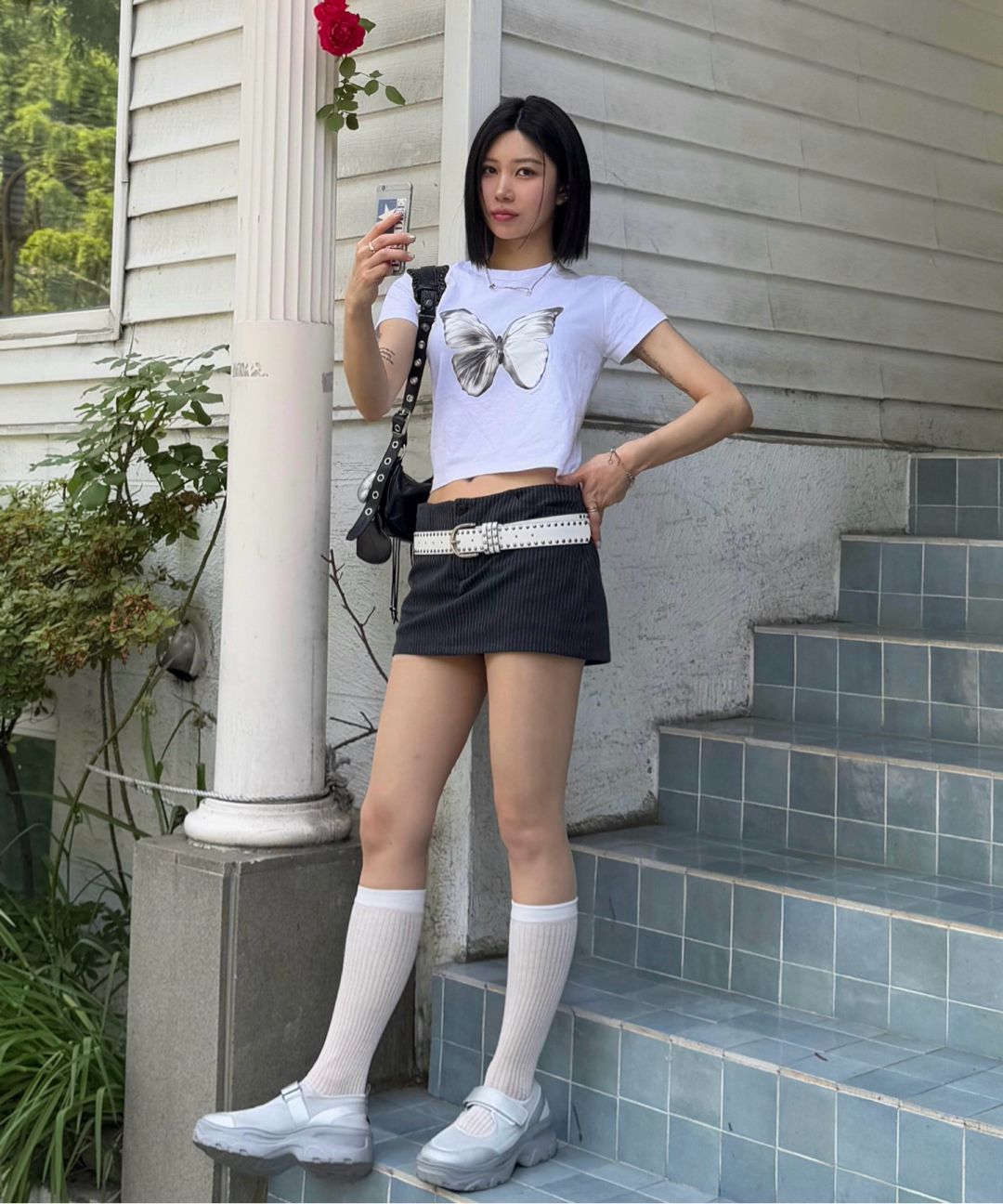 Tシャツ・カットソー NICK&NICOLE BUTTERFLY SOFT COLORING CROP TOP 4BUK373 NICK&NICOLE☆BUTTERFLY SOFT COLORING CROP TOP☆送料・関税込