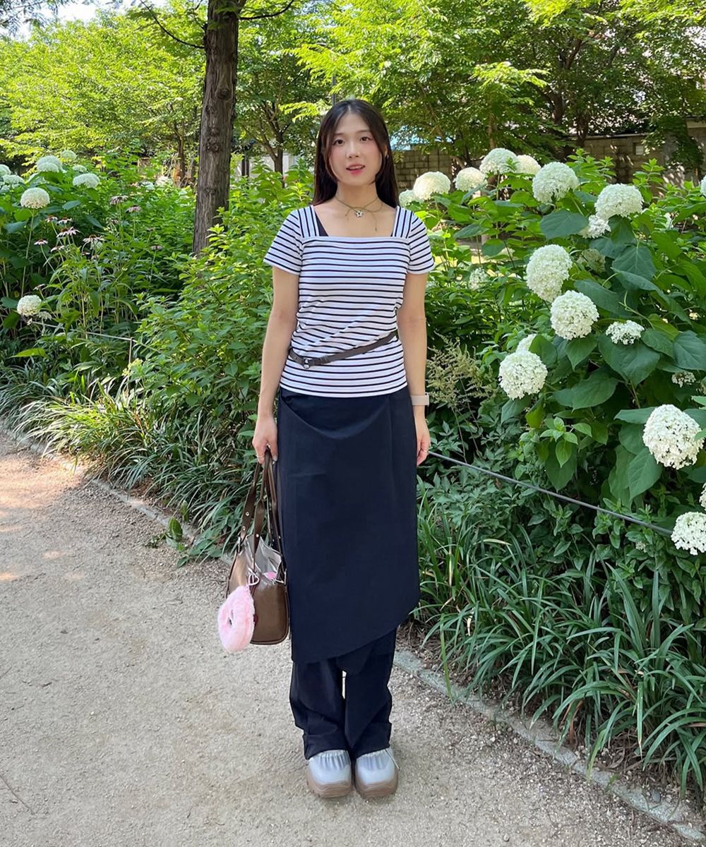 MUSINSA | MISEKI SEOUL Draped midi skirt pants SET BLACK