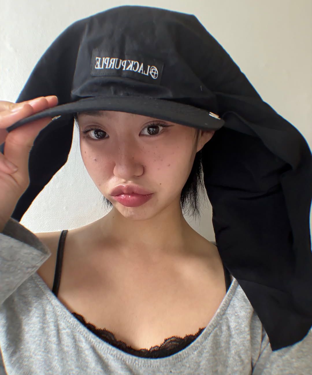 MUSINSA公式 | BLACK PURPLE Hooded Shade Bandana Cap_BLACK