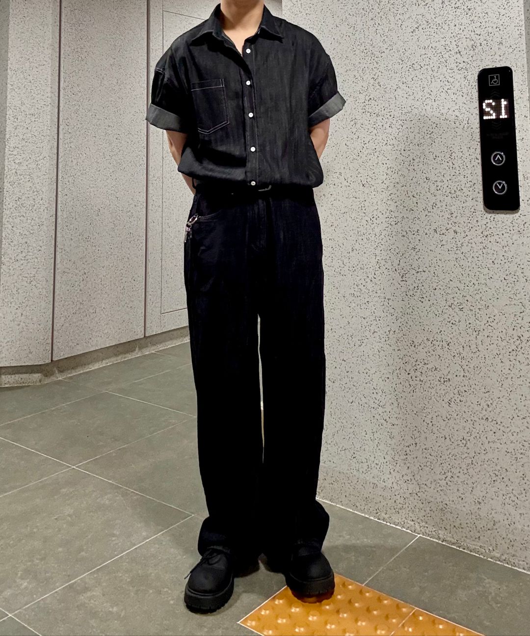 MUSINSA | MUSINSA STANDARD Linen-like extra wide denim pants