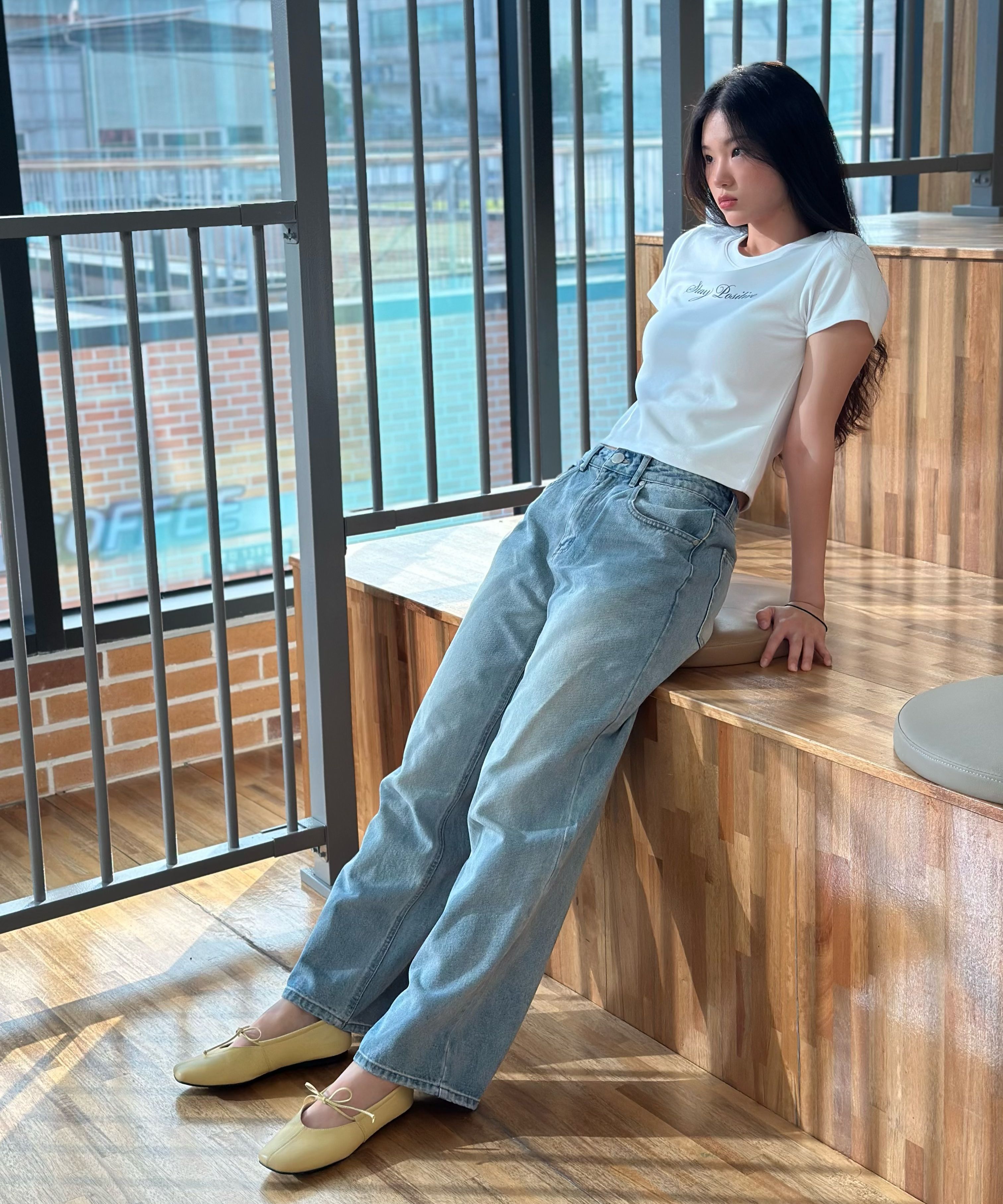 【SATIIIZ】Minen cut wide denim pants Minen cut wide denim pants - satiiiz