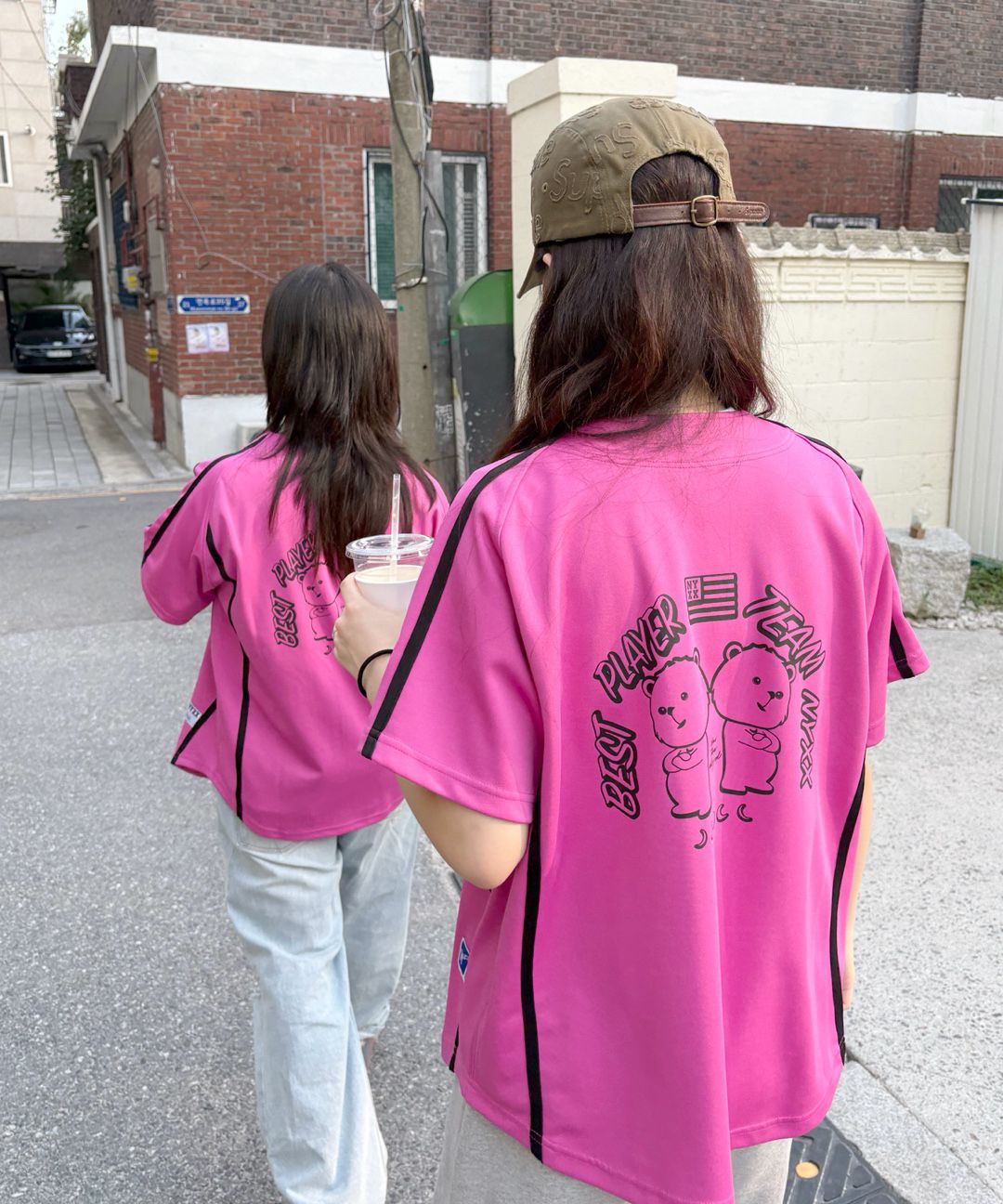 MUSINSA | NYXX TOUGH BEAR BASEBALL JESEY PINK