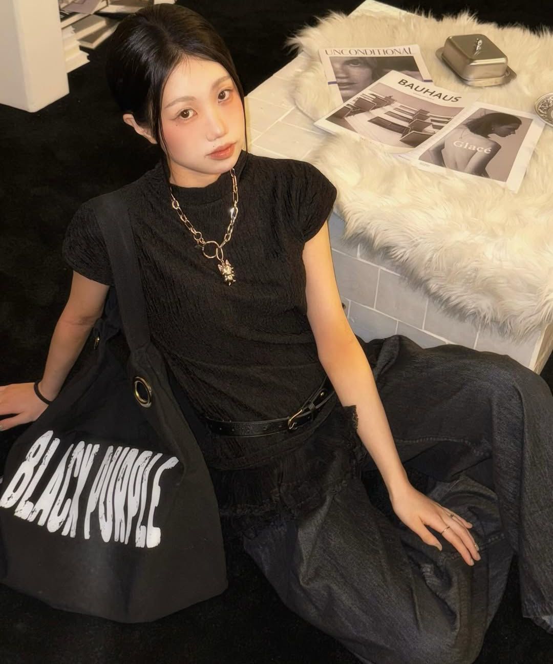 【BLACKPURPLE】25SS★ Mini Canvas Printed Eco Bag MUSINSA | BLACK PURPLE Mini Canvas Printed Eco Bag_8 colors