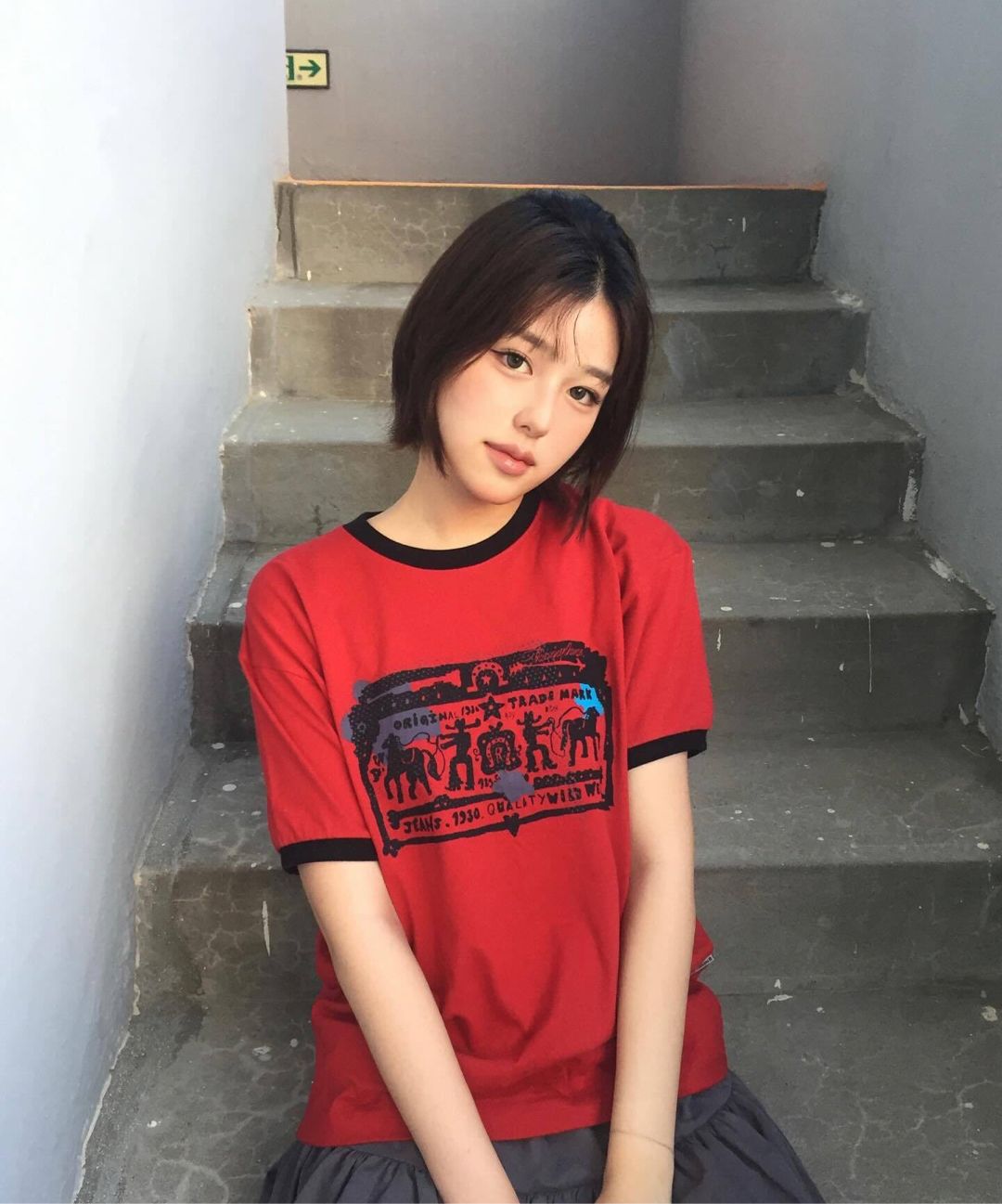 MUSINSA公式 | THEVINYLHOUSE COWBOY PICTOGRAM RINGER TEE RED