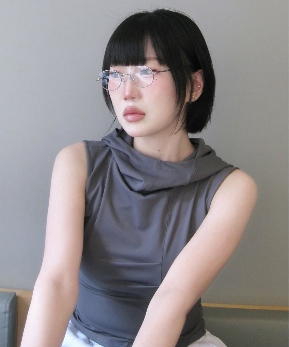MUSINSA | MISEKI SEOUL Cowl neck pintuck sleeveless BLACK