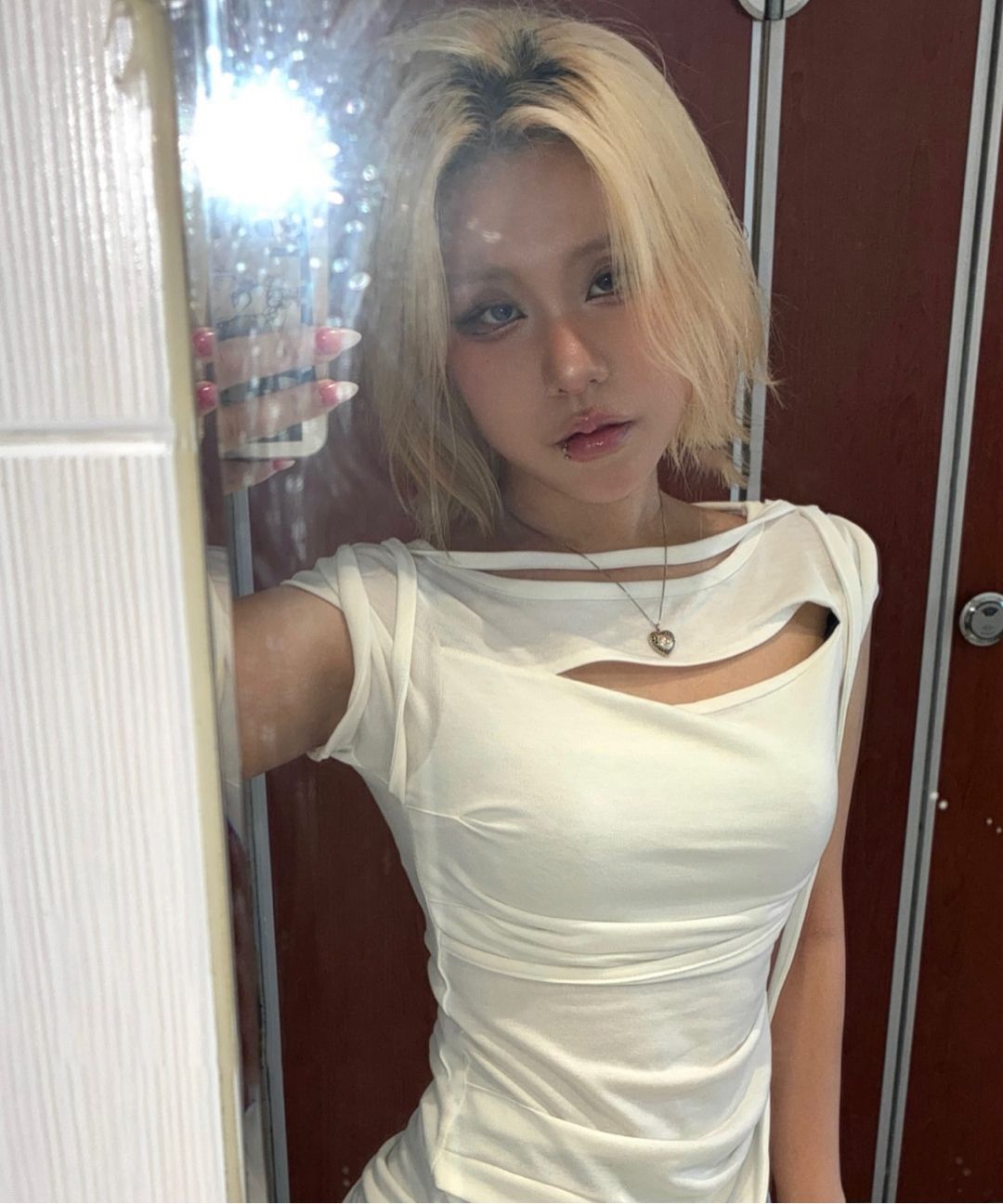 MUSINSA | FLAREUP Asymmetrical Draped Strap Roll-Up T-Shirt