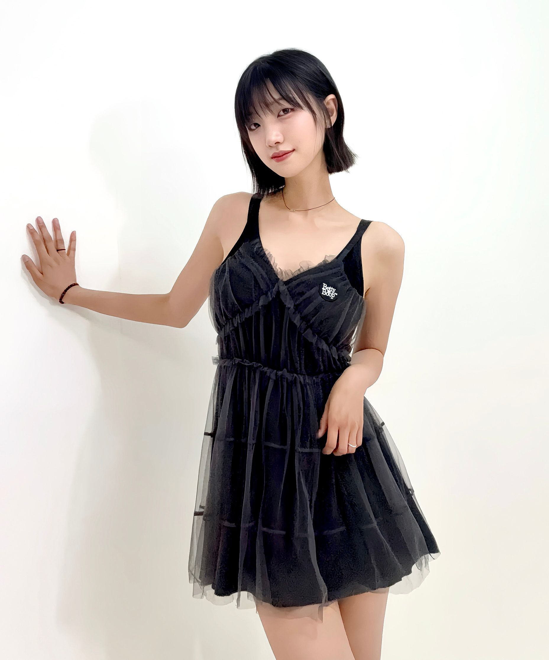 ワンピース [ULKIN CANVAS x Betty Boop] Lace Layered Frill Mini Dress BettyBoop] Lace Layered Frill Mini Dress_Black - ULKIN