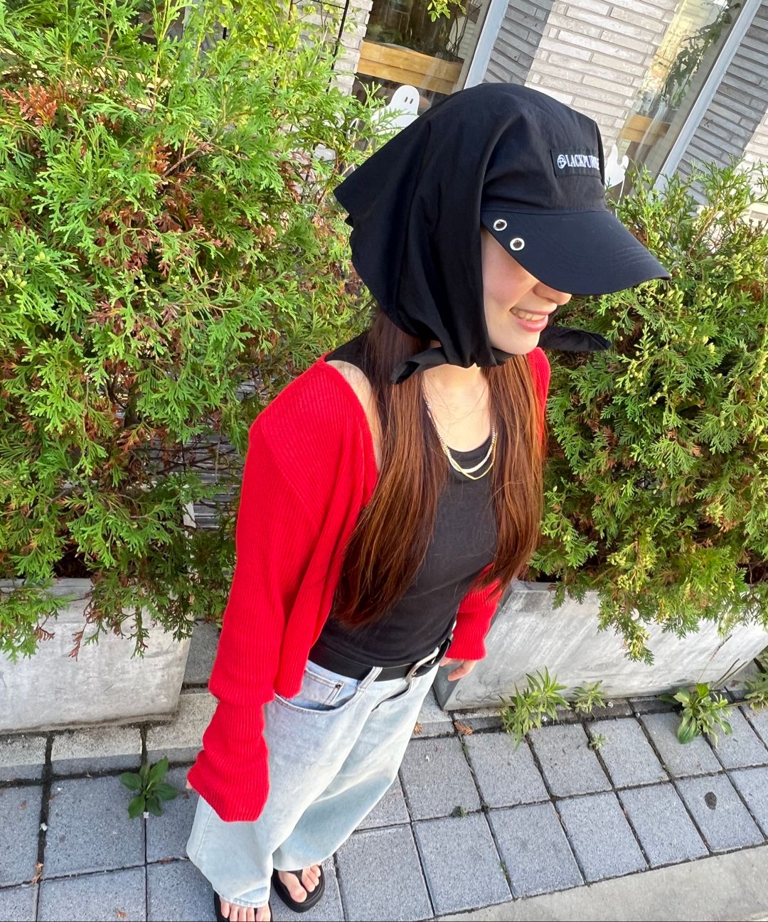 ★BLACKPURPLE★ Hooded Shade Bandana CapBLACK BP25SSCAP03_BK MUSINSA公式 | BLACK PURPLE Hooded Shade Bandana Cap_BLACK
