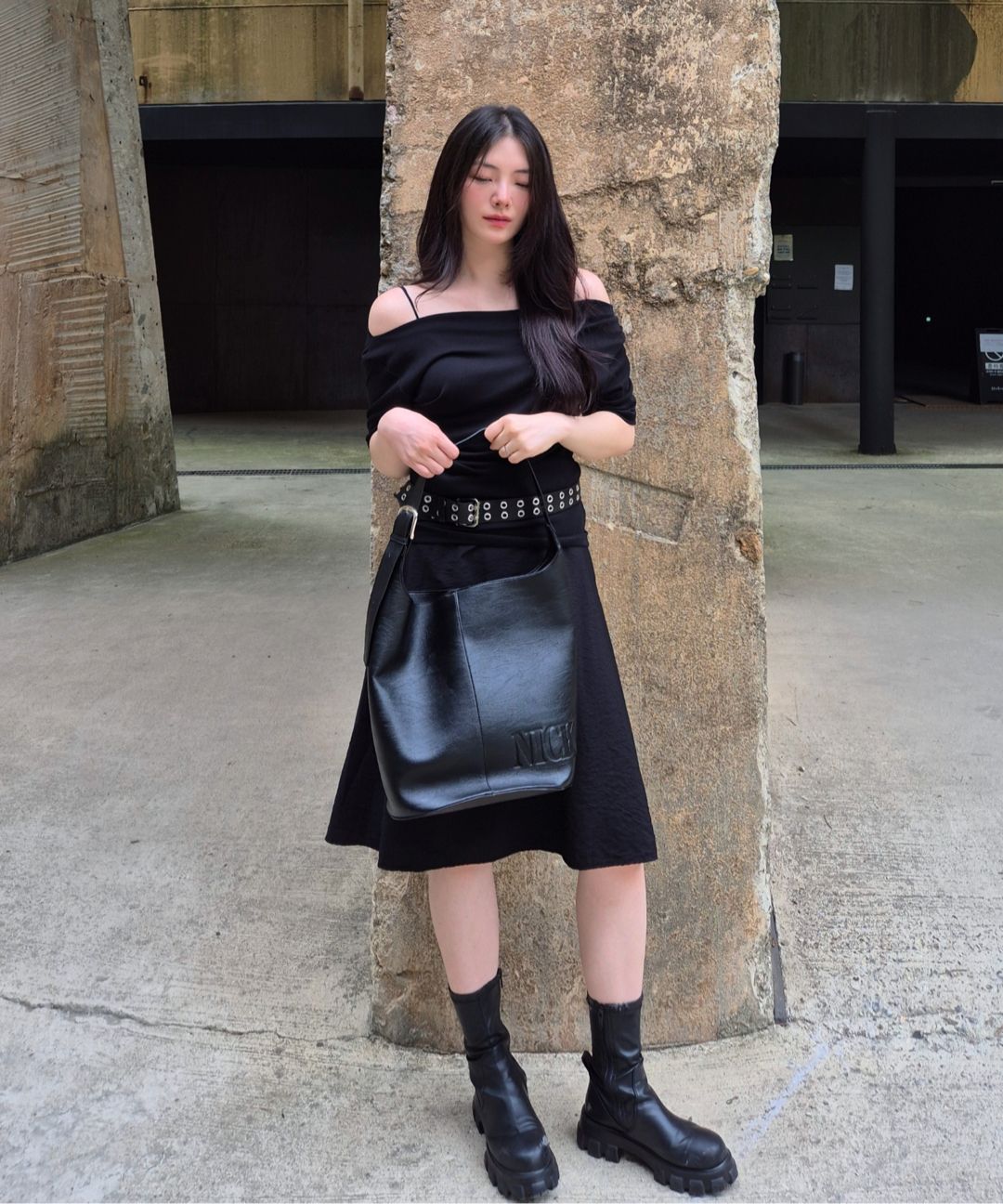 ☆人気☆【NICK&NICOLE】☆NICOLE LEATHER BUCKLE BUCKET BA.G☆ MUSINSA | NICK&NICOLE NICOLE LEATHER BUCKLE BUCKET BAG_BLACK