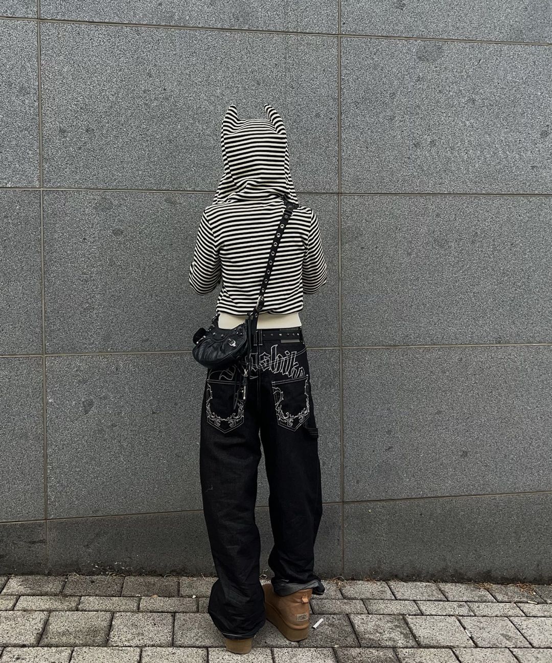 MUSINSA | KASHIKO Embroied Nonfade Denim Pants Black