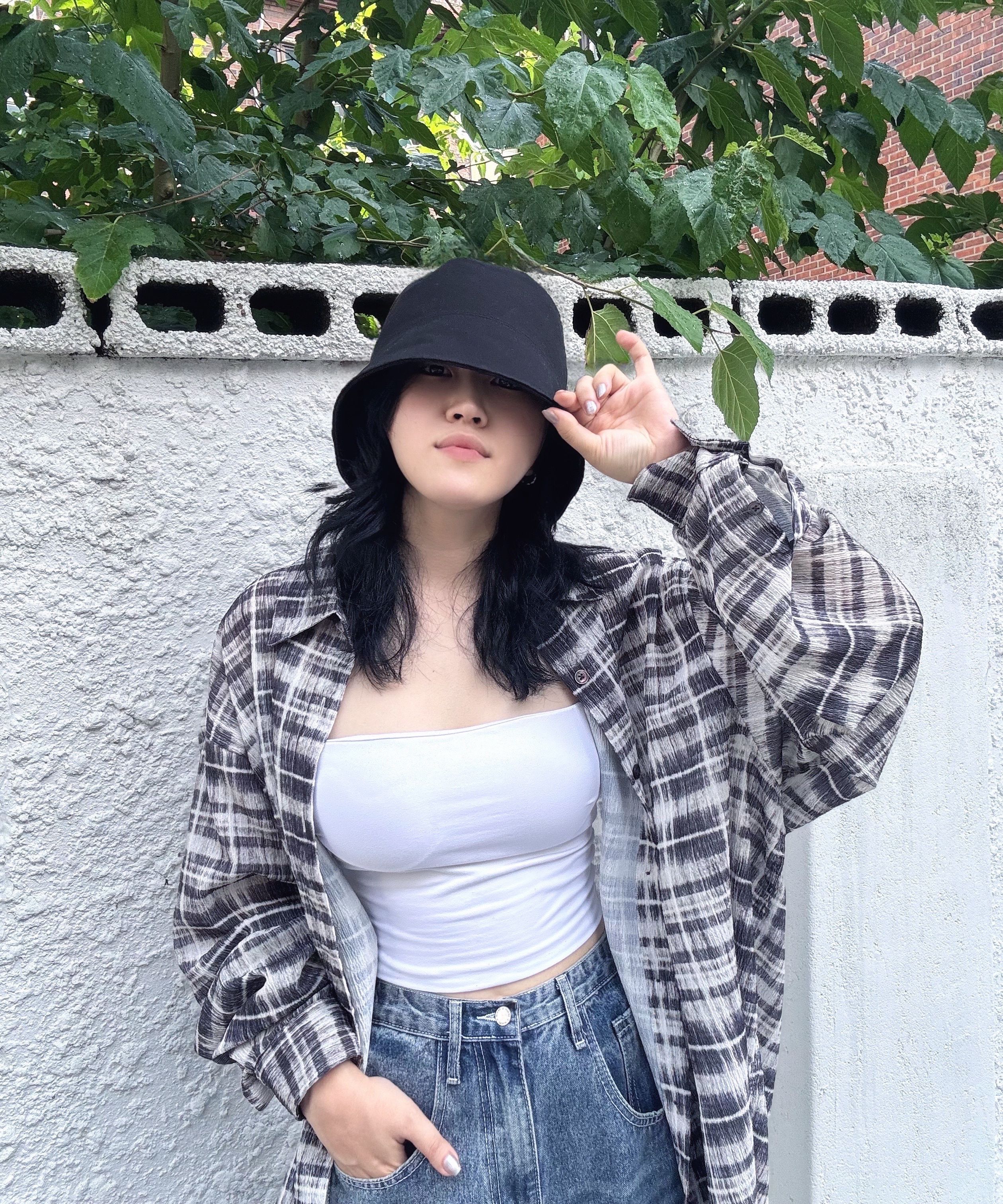 ★VARZAR★ Fur Long Label Boucle Drop Bucket Hat Gray Fur Long Label Boucle Drop Bucket Hat Gray - VARZAR | 60