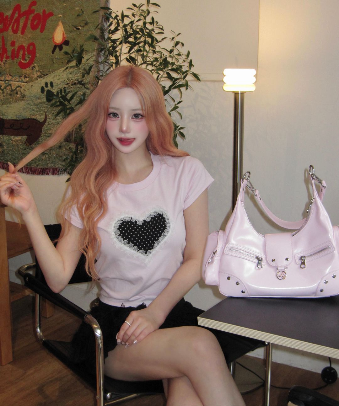 MUSINSA | ILLIGO Ruby Stud Shoulder Bag Pink