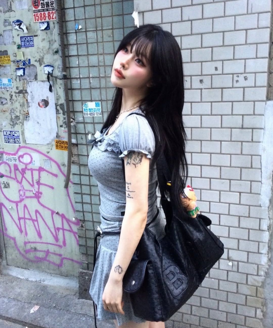 ★2025SS新作★LUV IS TRUE★SM RIBBON PUFF PATTERN TEE MUSINSA | LUV IS TRUE SM RIBBON PUFF PATTERN TEE(GRAY)