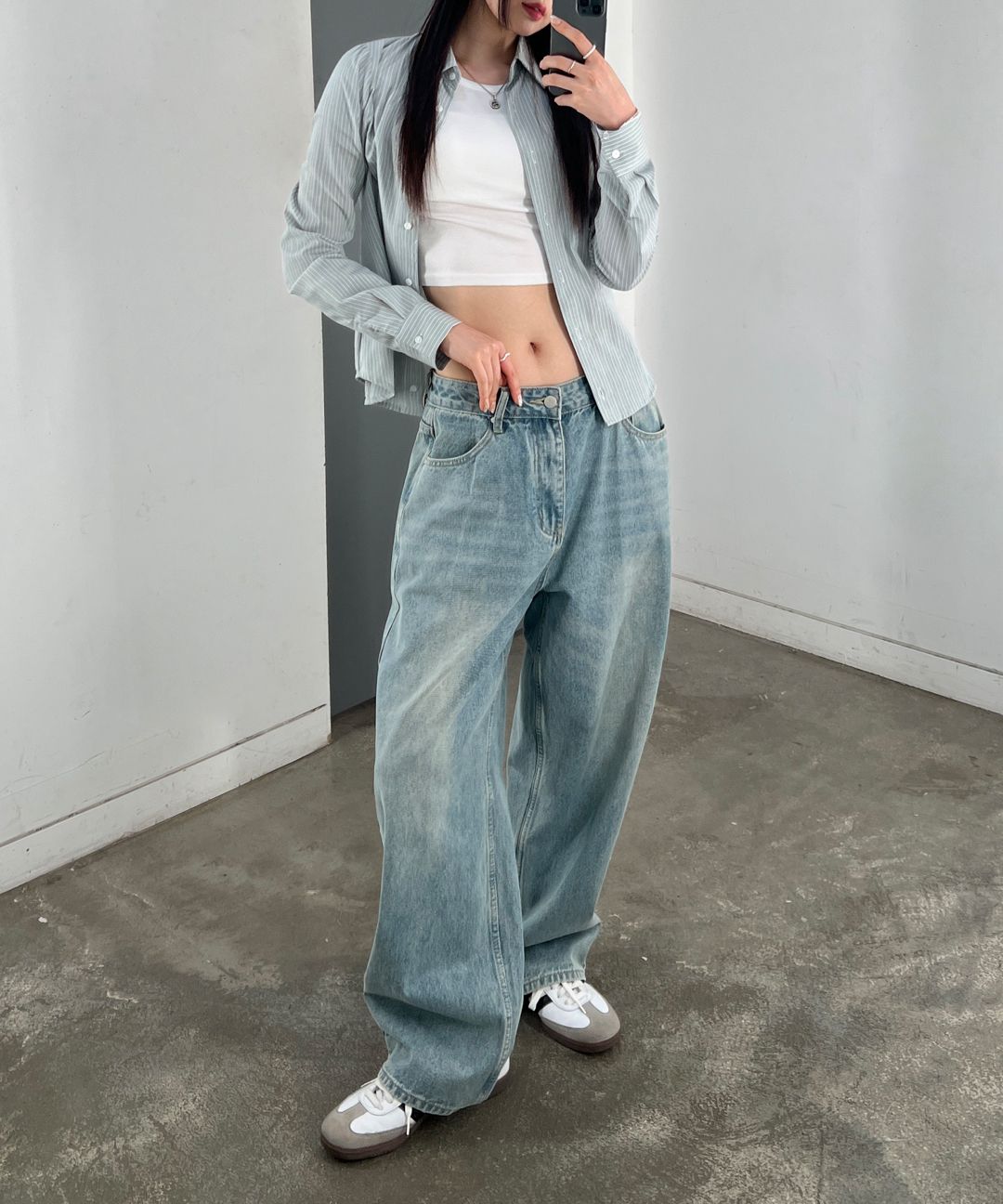 MUSINSA | GLW [Non-fade] Easy wide denim pants low indigo