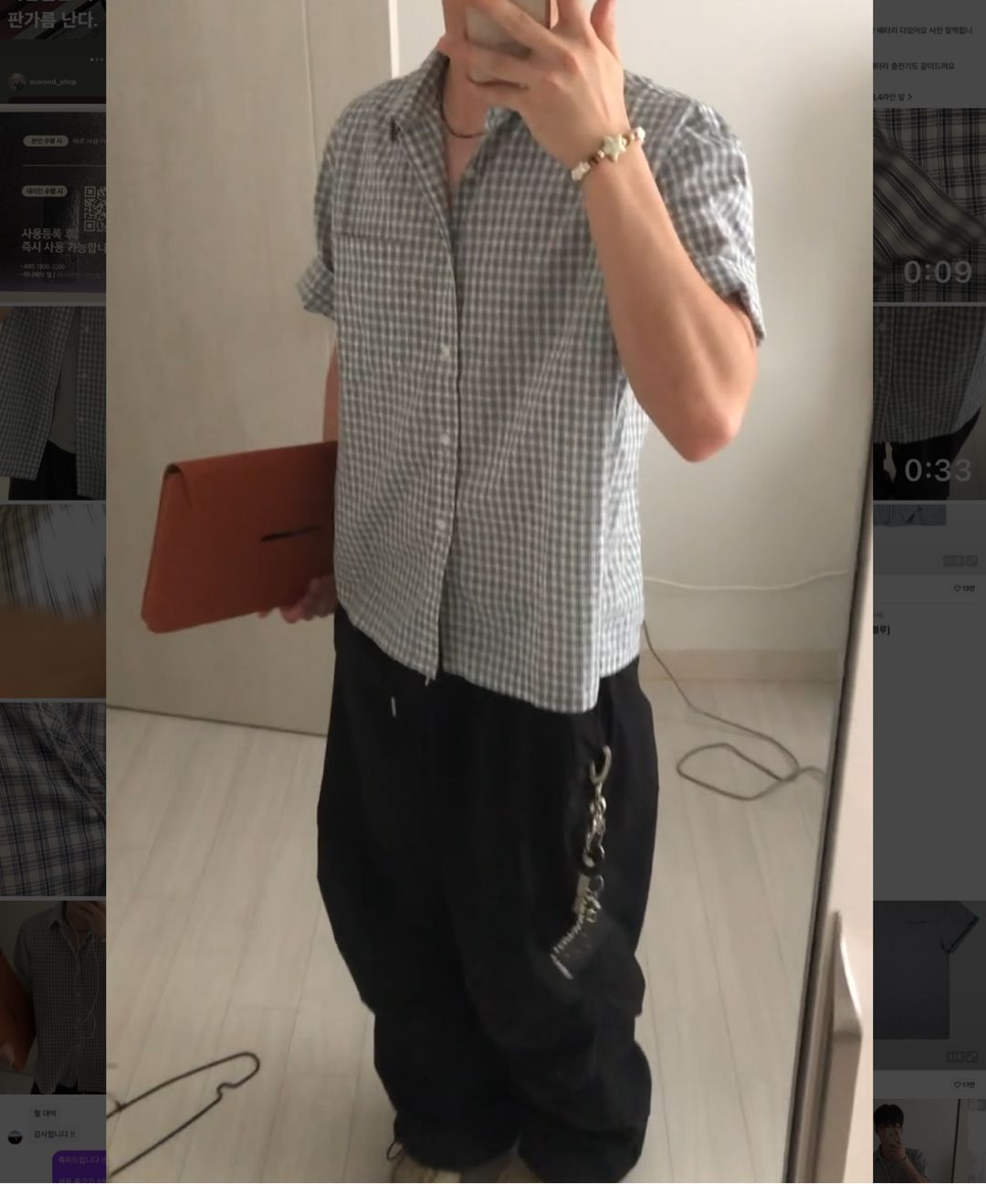 MUSINSA公式 | SIGNATURE Crop Check Half Shirt [White]