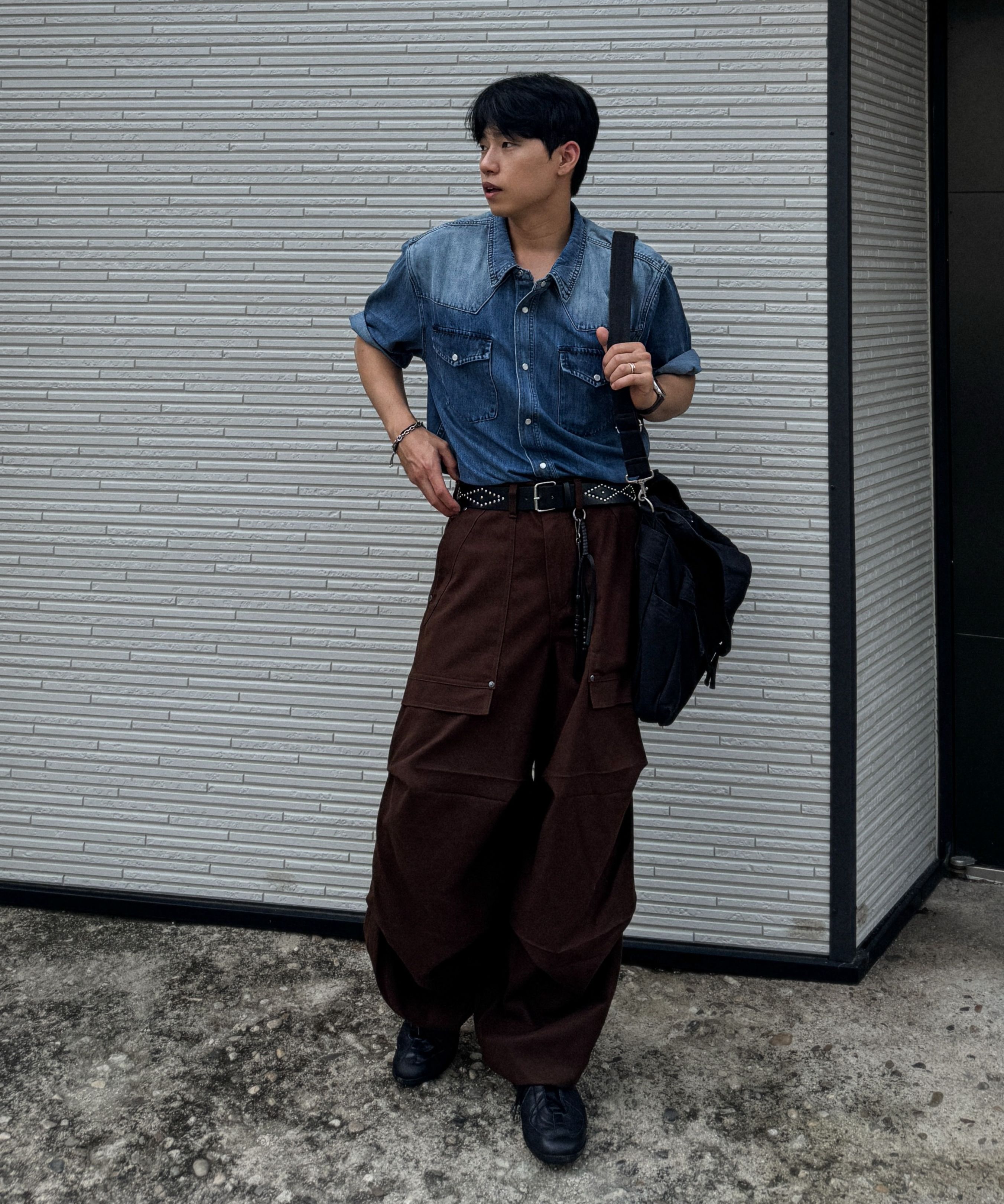 MUSINSA | DNSR Western Half Denim Shirt Black