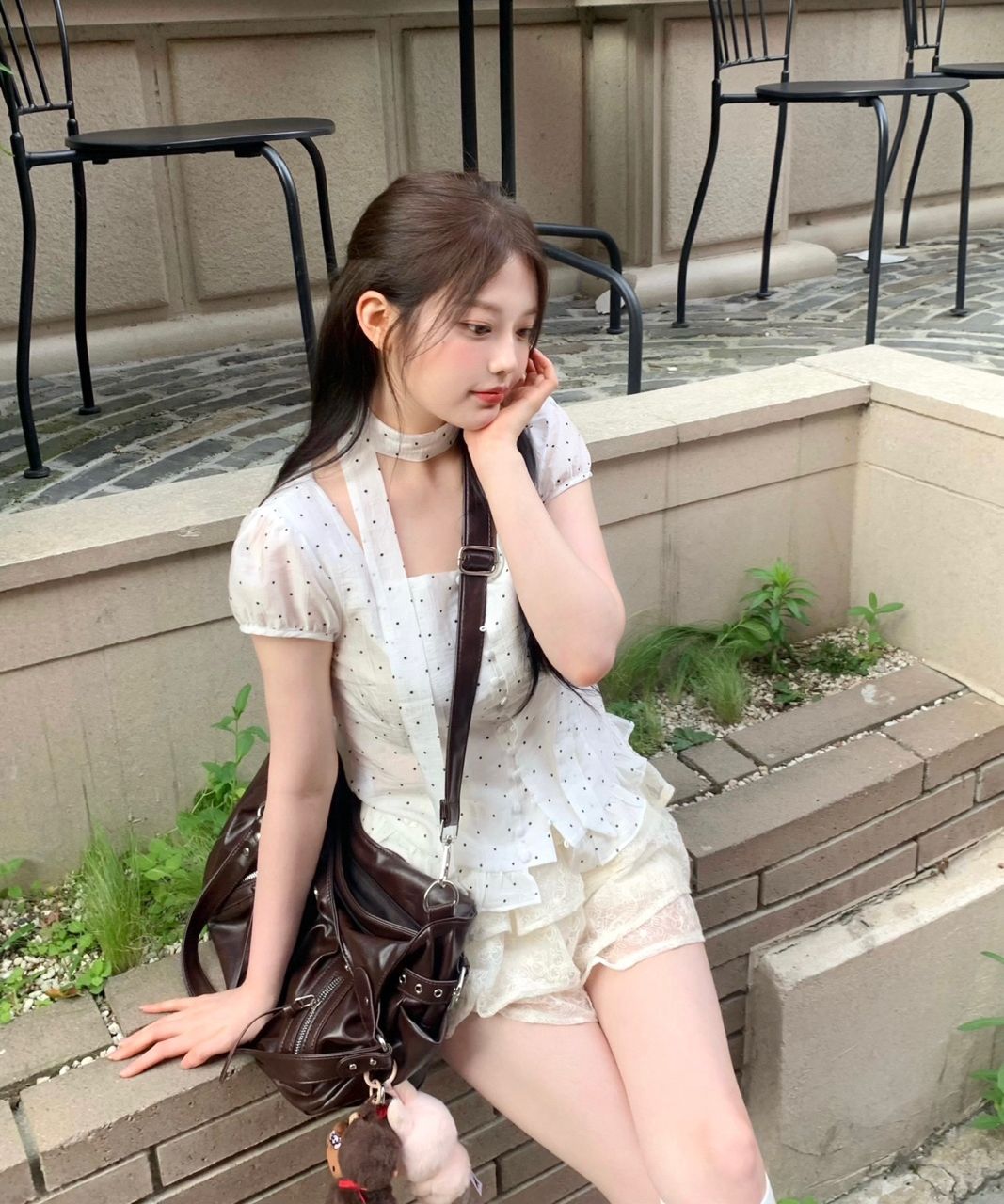 トップス ILLIGO Ribbon Tie Square Neck MUSINSA公式 | ILLIGO Ribbon Tie Square Neck Blouse Black