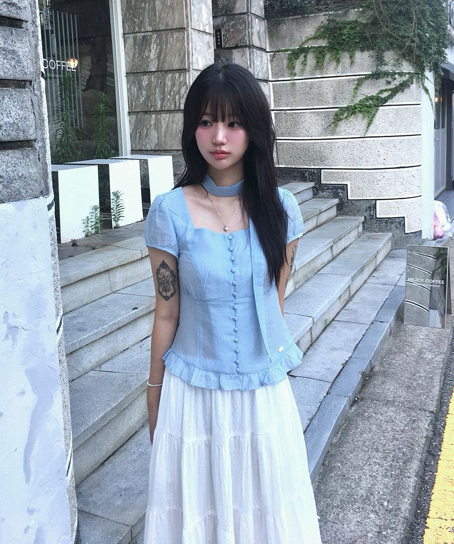 トップス ILLIGO Ribbon Tie Square Neck Blouse MUSINSA公式 | ILLIGO [PERSONAL SPACE] Ribbon Tie Square Neck