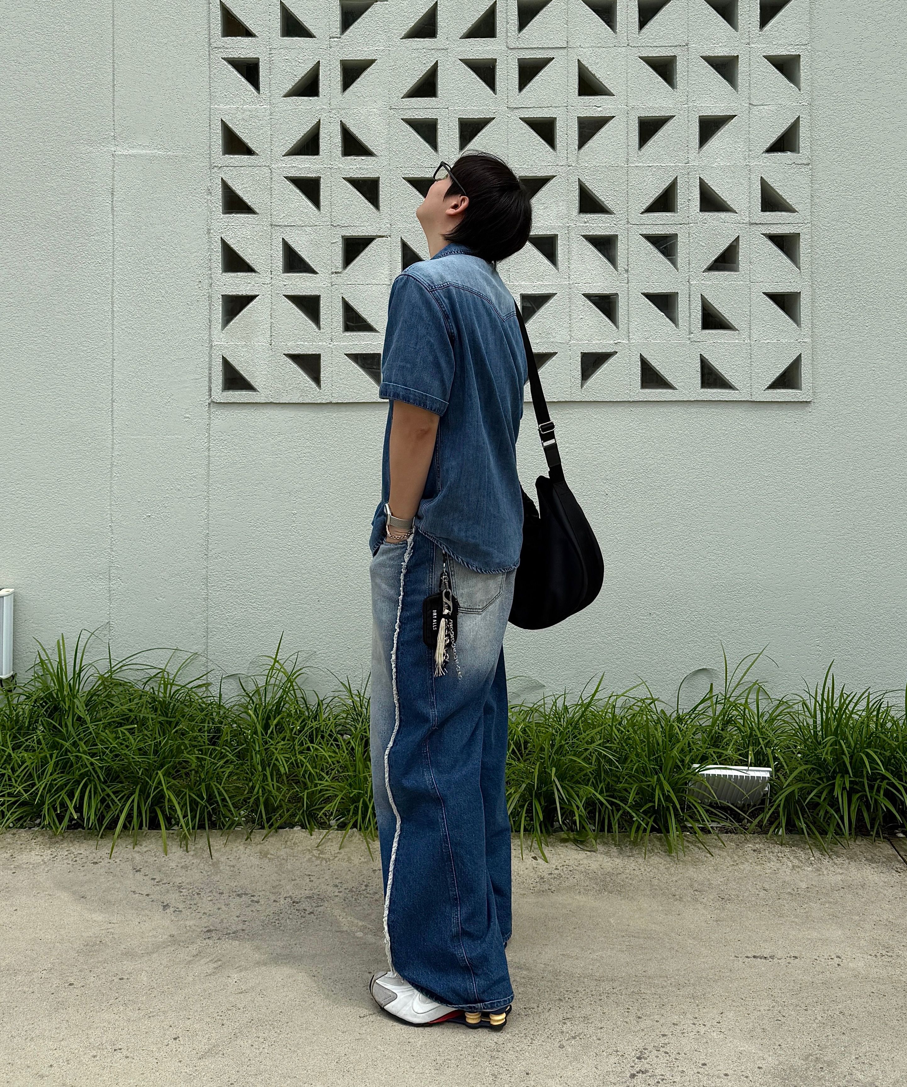 MUSINSA公式 | DNSR Western Half Denim Shirt Black