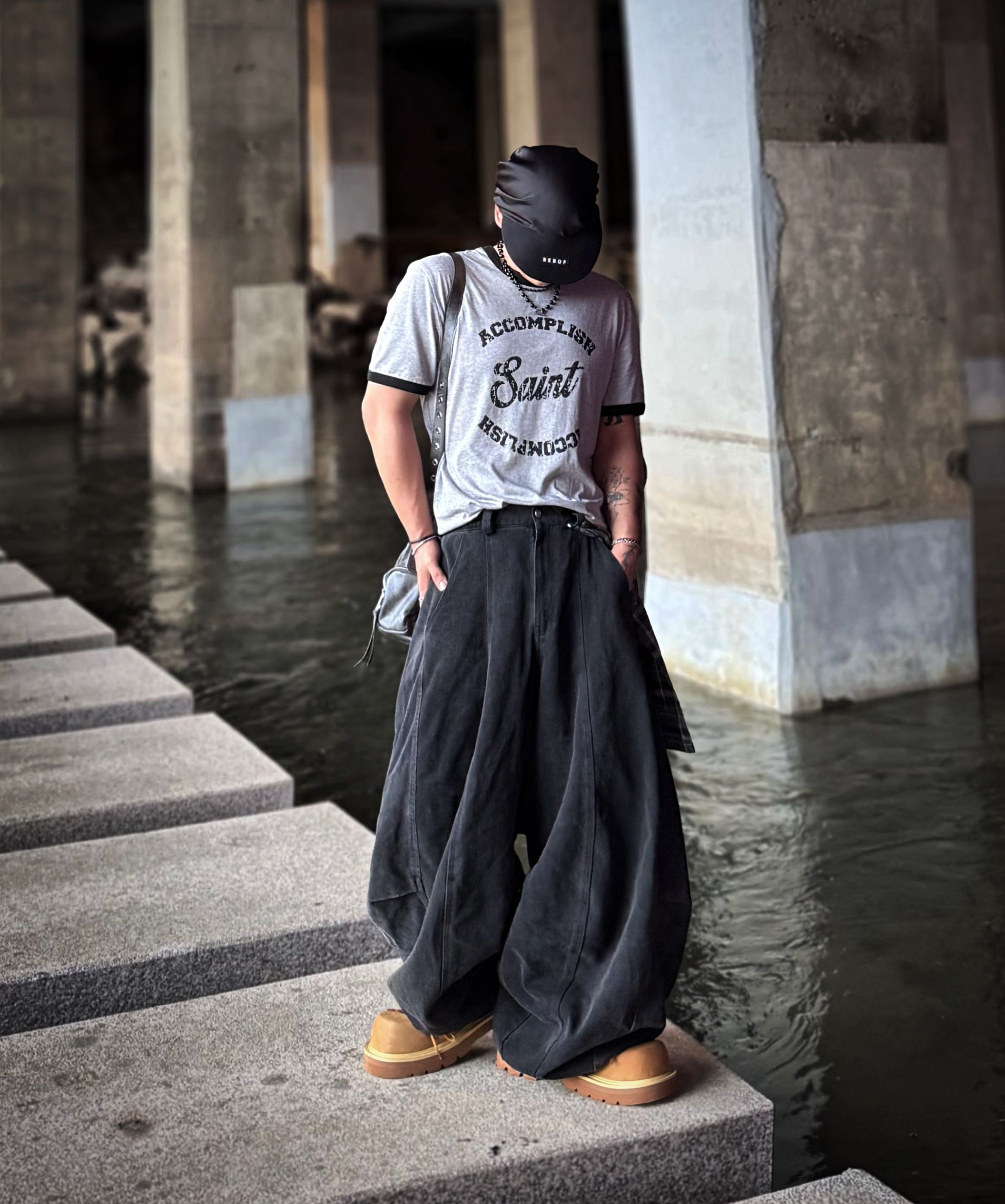 MUSINSA公式 | DNSR Saint Silket Half Ringer T-Shirt Black