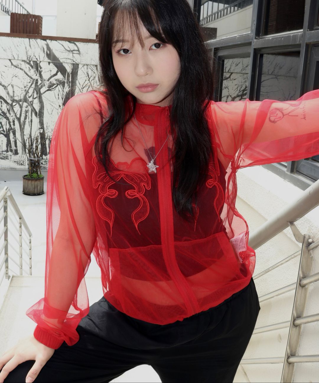 스컬프터(SCULPTOR) Mesh Sheer Zip-Up Jacket Pink - 사이즈 & 후기