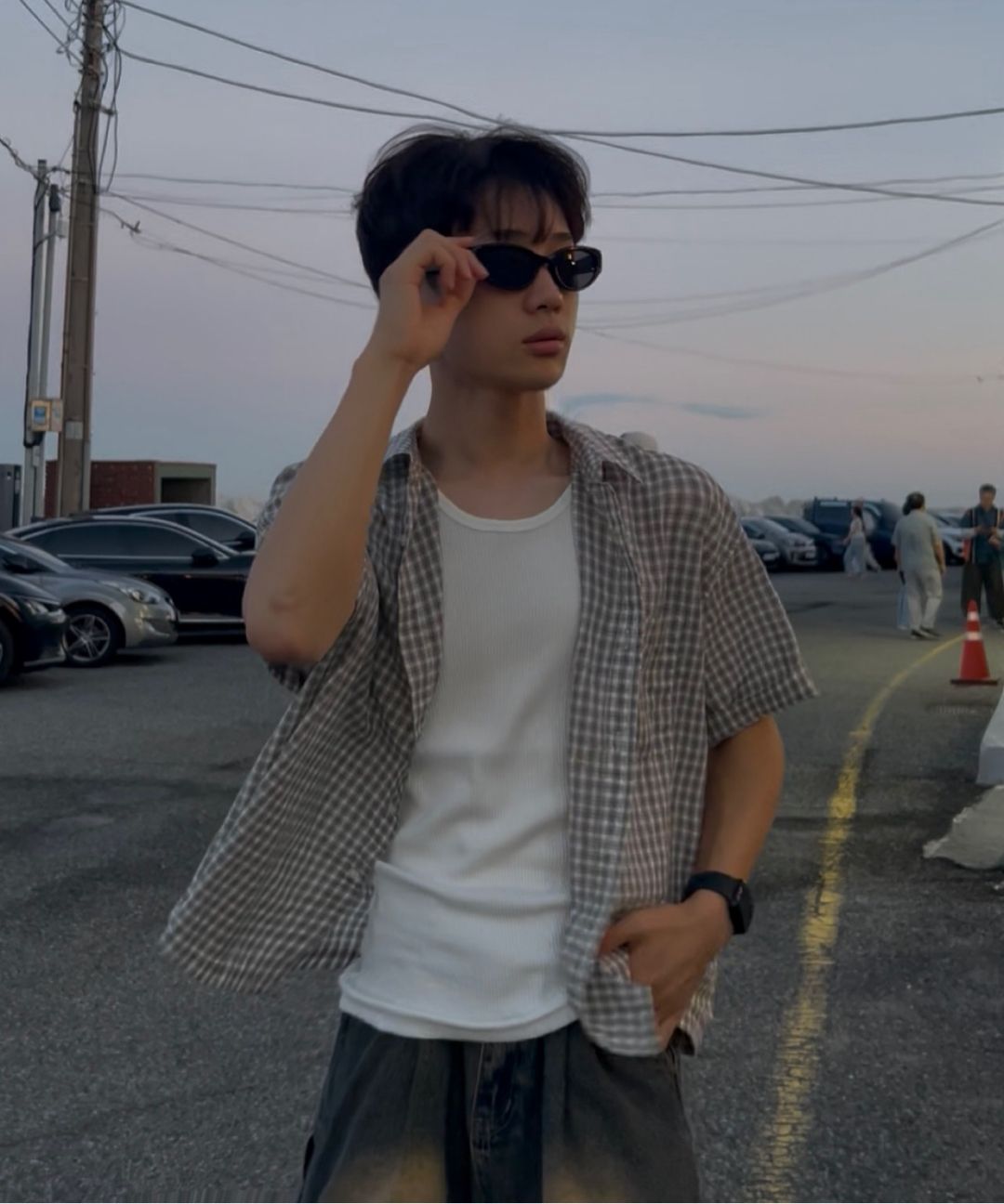 [SIGNATURE] Crop Check Half Shirt /追跡付 MUSINSA公式 | SIGNATURE Crop Check Half Shirt [White]