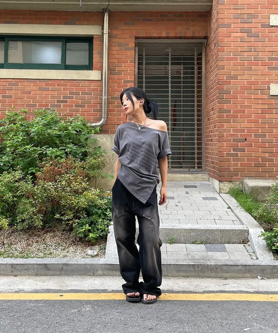 Tシャツ・カットソー MISEKI SEOUL Unbalanced quote slit sleeves KK5B0047 MUSINSA公式 | MISEKI SEOUL Unbalanced quote slit sleeves BLACK