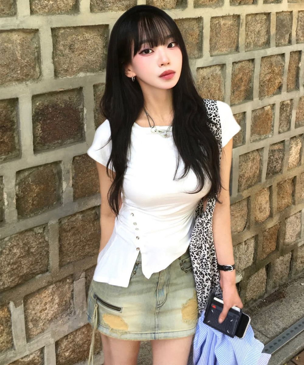 ★MISEKI SEOUL★ Side shirring slit top MUSINSA公式 | MISEKI SEOUL Side shirring slit top WHITE