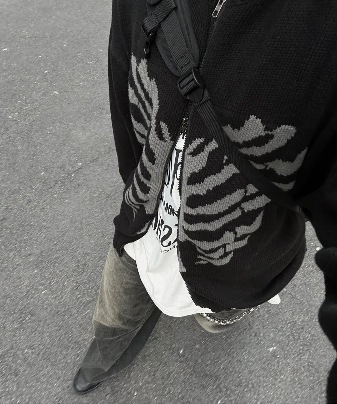 MUSINSA | XTONZ XTK037 BOWN Zip-up Knit Sweater (BLACK)