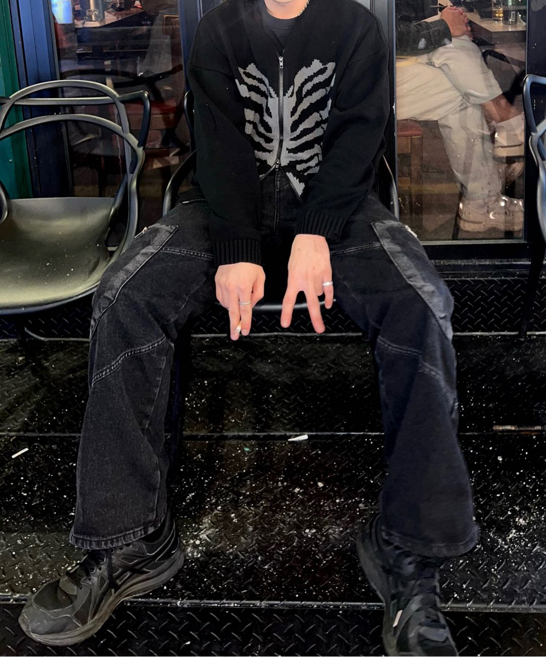 アウターその他 XTONZ XTK037 Bowen knit zip-up BLACK xtk037BK MUSINSA公式 | XTONZ XTK037 BOWN Zip-up Knit Sweater (BLACK)