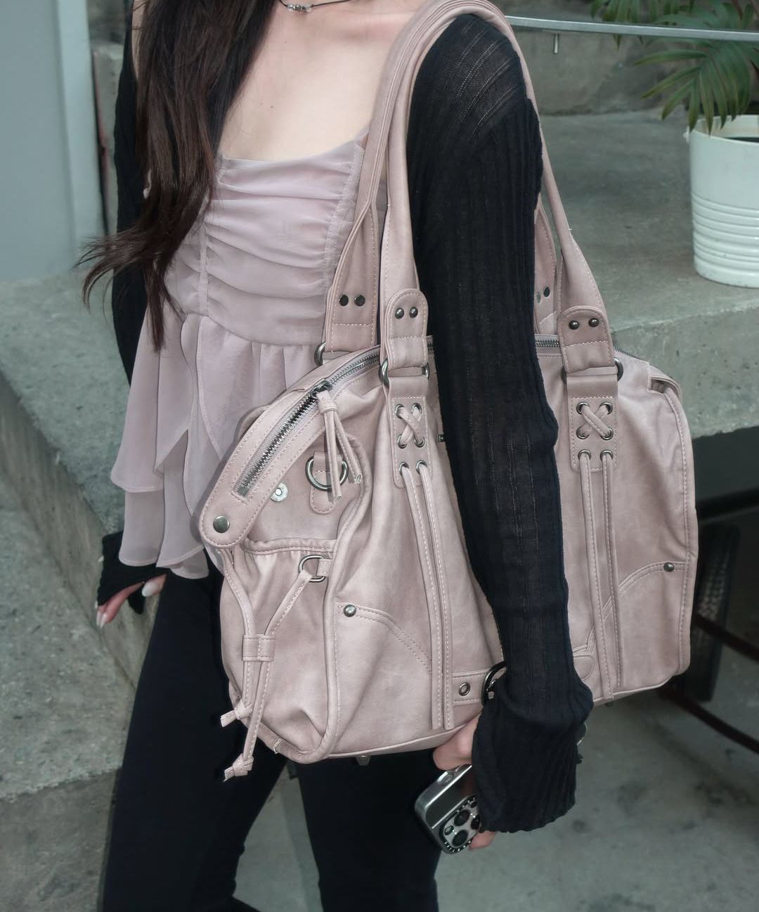 ★FANCY CLUB★ Belted Washing Leather Backpack FANCY CLUB】BELTED WASHING LEATHER BAG / 【ファンシークラブ