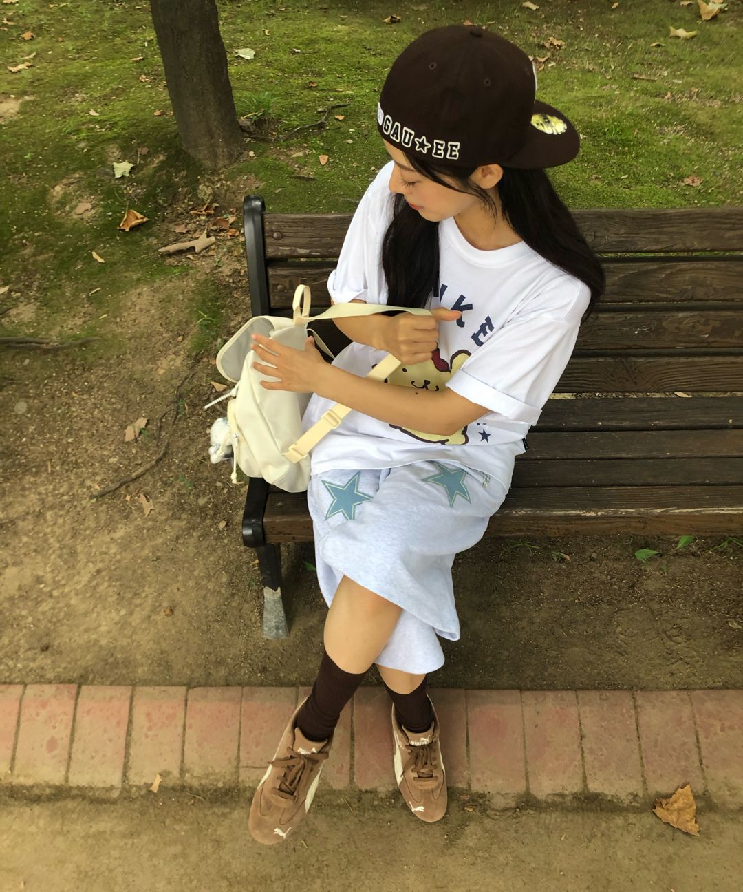Wai Kei☆POMPOMPURIN With Star Half Sleeve T-shirt 2024 Sanrio Cute Pompompurin Girls T-Shirt Kawaii Anime