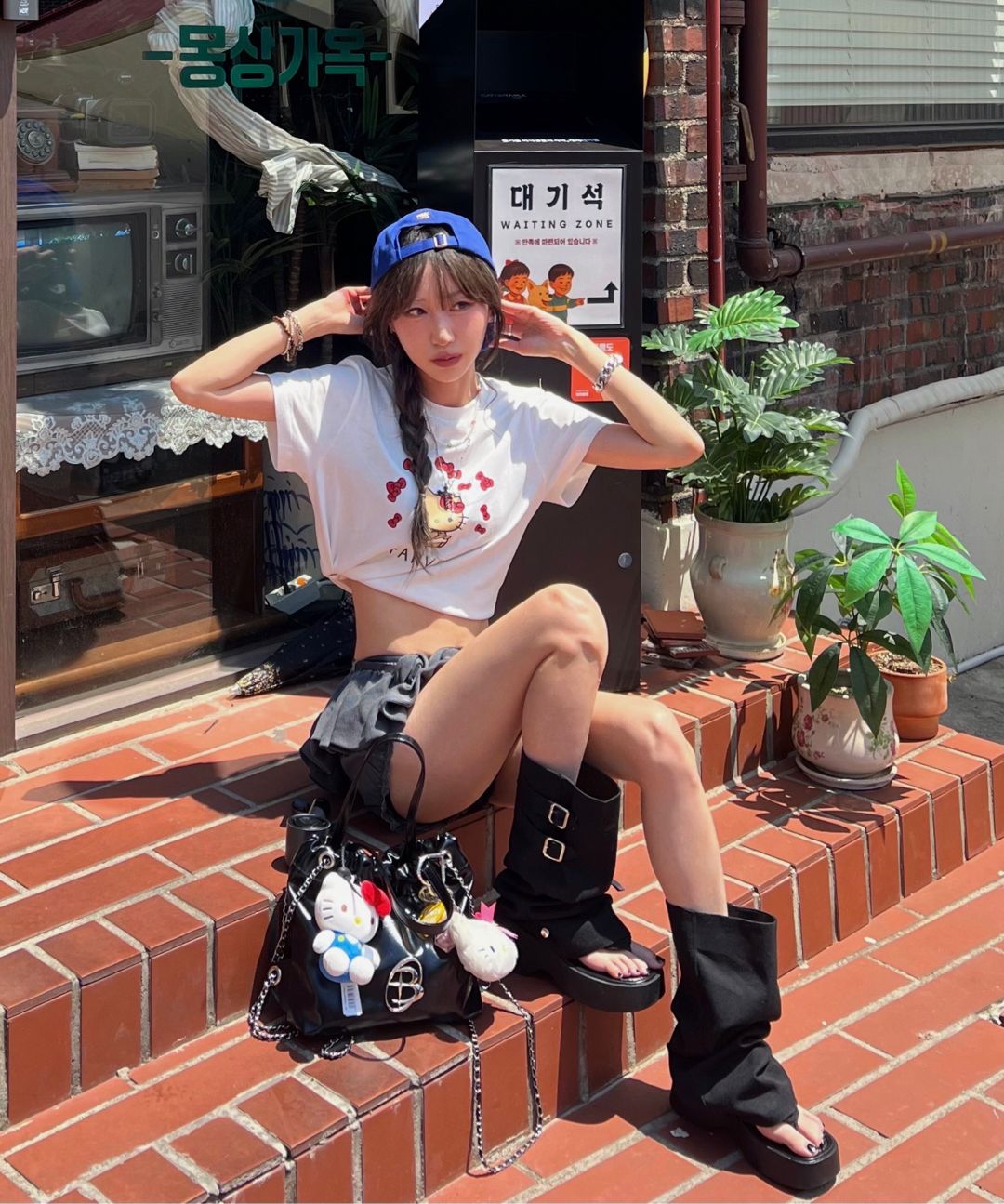 MUSINSA | SCULPTOR Washed Rose Bloomer Skort Charcoal