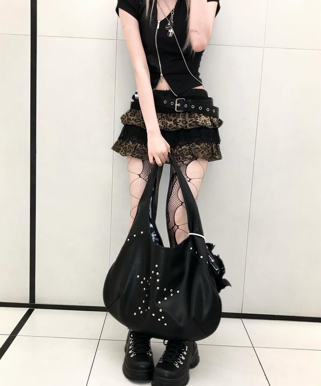 셋업이엑스이(SETUP-EXE) TUTU MIX SKIRT PANTS / LEOPARD