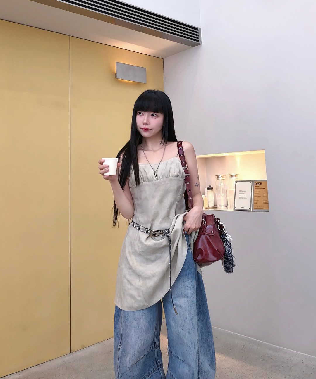 MUSINSA公式 | BADBLOOD Charlie Barrel jeans - Mid Blue