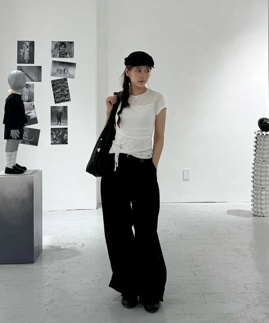 미세키서울(MISEKI SEOUL) String layered knit top GREY